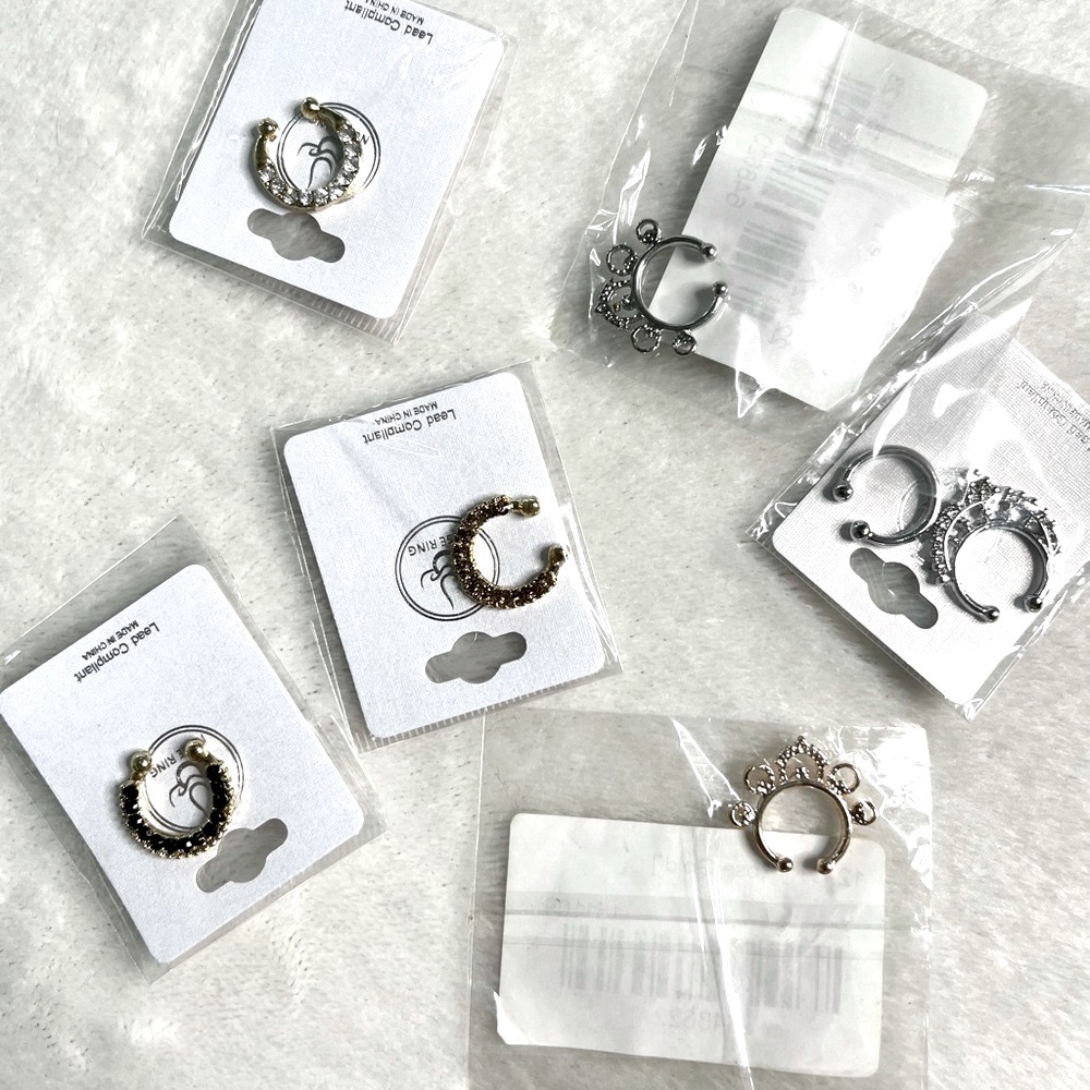 7 Faux Nose Ring Septum Rings NEW